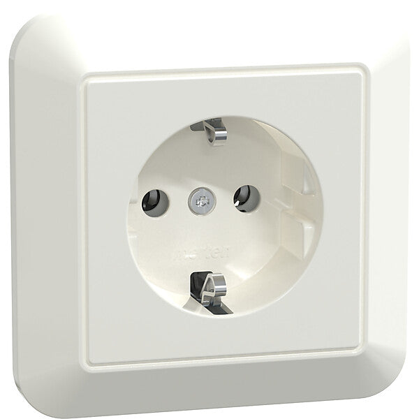 Merten SCHUKO-Steckdose pws/gl volle Abdeckplatte MEG2300-1019